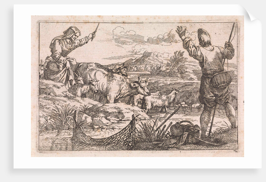 Fishing in river by Jan Baptist de Wael