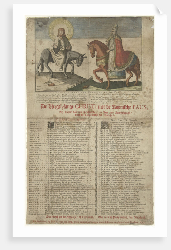 Christ on the donkey, the Pope on a horse by Jan van der Heyden II