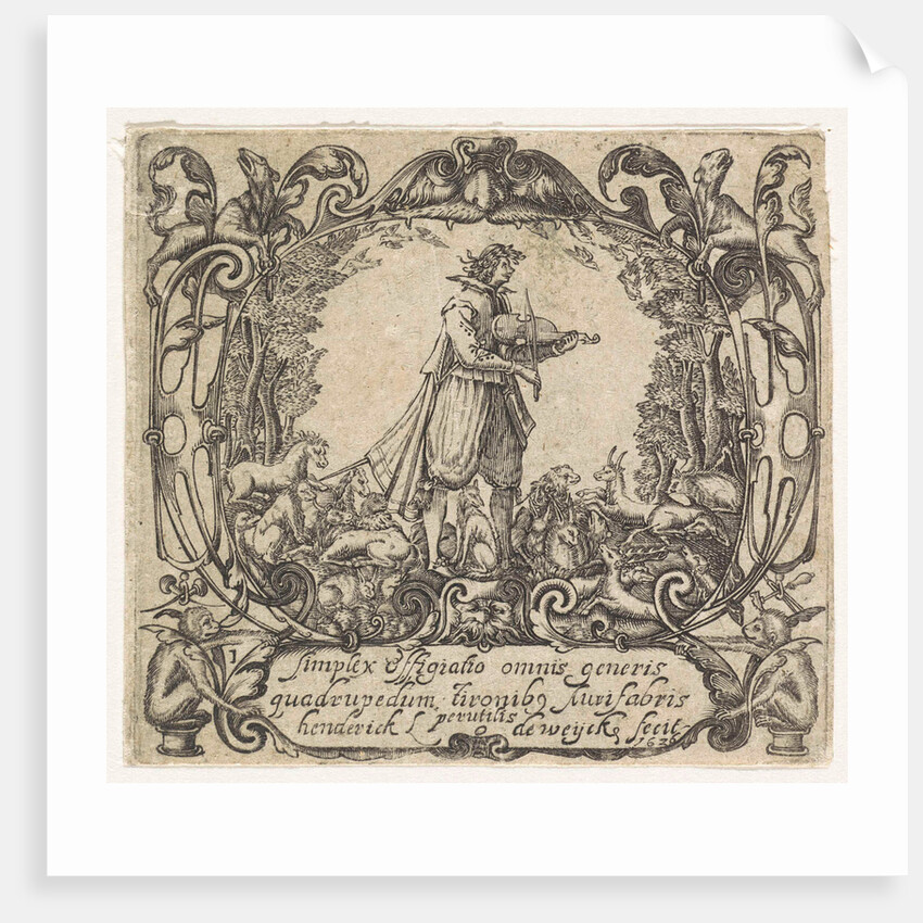 Orpheus playing to the animals by Hendrick L. de Weyck
