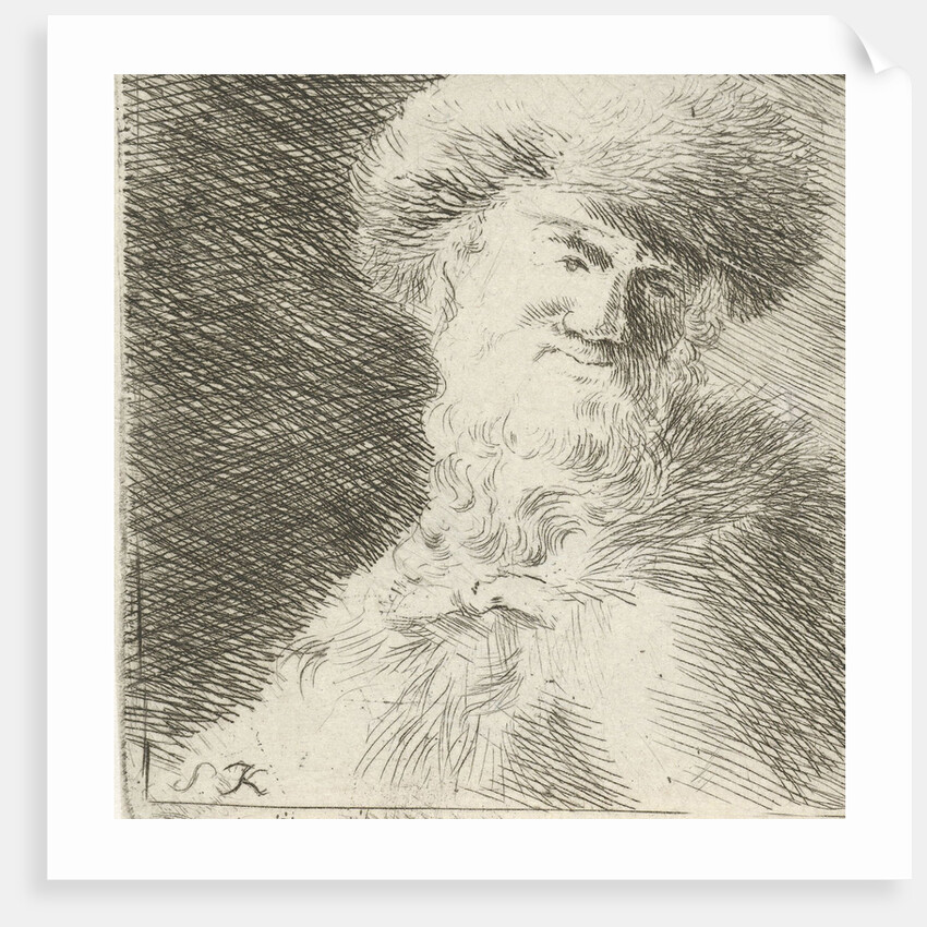 Portrait of an unknown man with fur hat by Simon Klapmuts