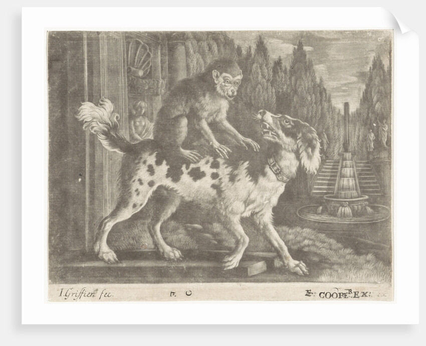 Monkey on the back of a dog by Edward Cooper