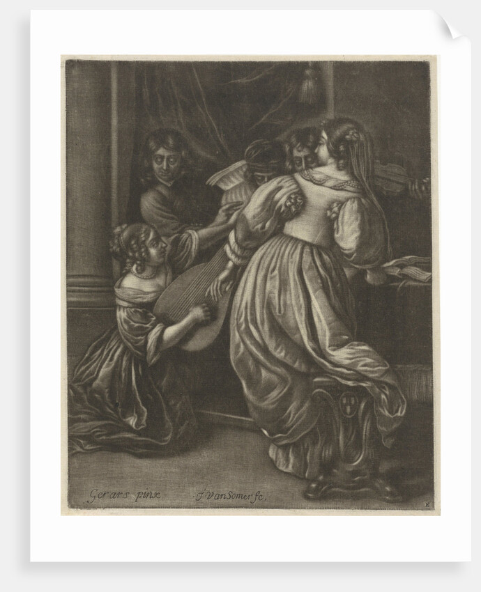 Music making people around a table by Jan van Somer