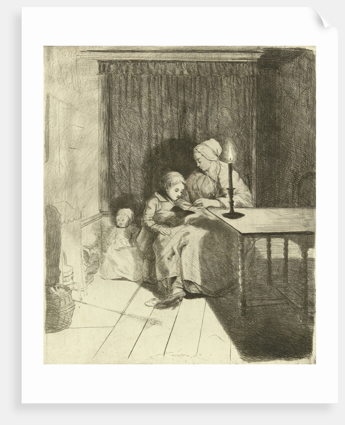 Mother teaching her son by Louis Bernard Coclers