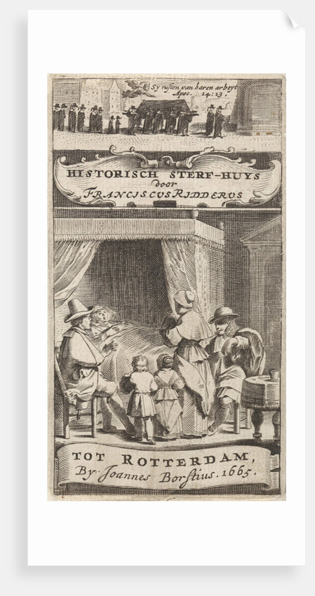 Title page for F. Ridderus Historical sterf-huys by Johannes Borstius