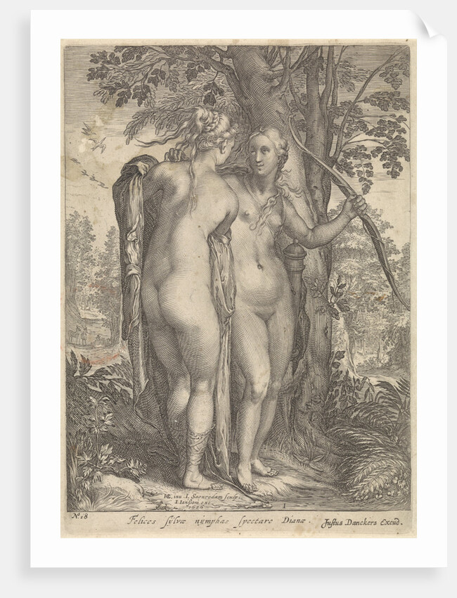 Diana and a nymph before a tree by Justus Danckerts
