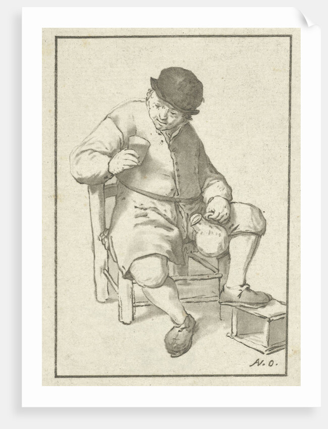 Seated farmer with pitcher by Cornelis Ploos van Amstel