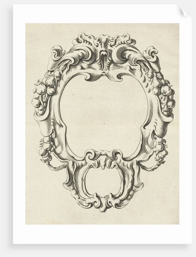 Cartouche with lobe ornament consisting of two compartments by Nicolaes Visscher I