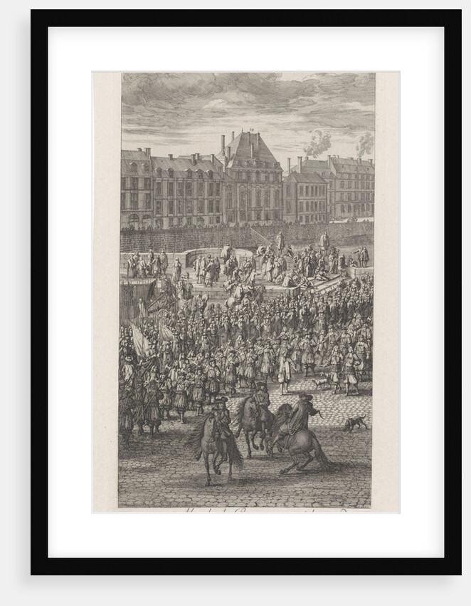 Front of the procession of King Louis XIV of France and his entourage on the Pont-Neuf by Adam Frans van der Meulen