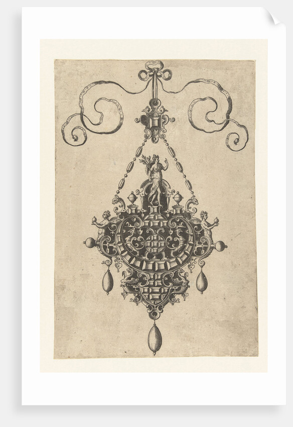 Pendant which a goddess with laurel by Philips Galle