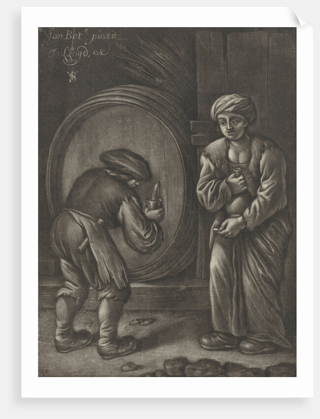 Two figures and a wine barrel by Jo. Lloyd