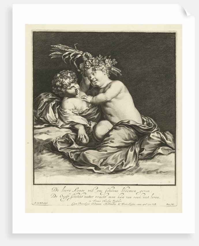 Two children playing: Spring and Autumn by Gerard Valck