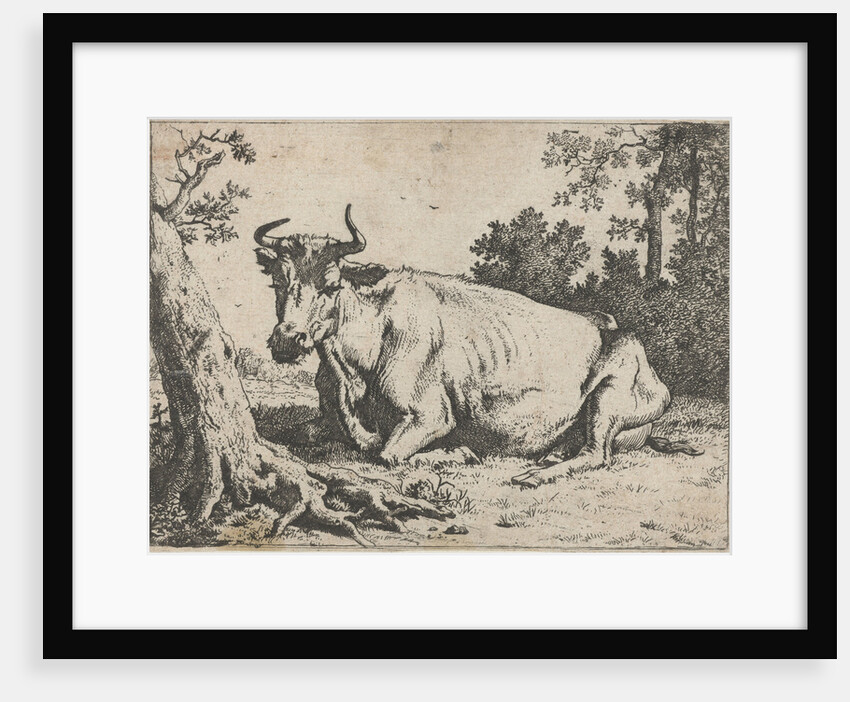 Lying cow near a tree by Paulus Potter
