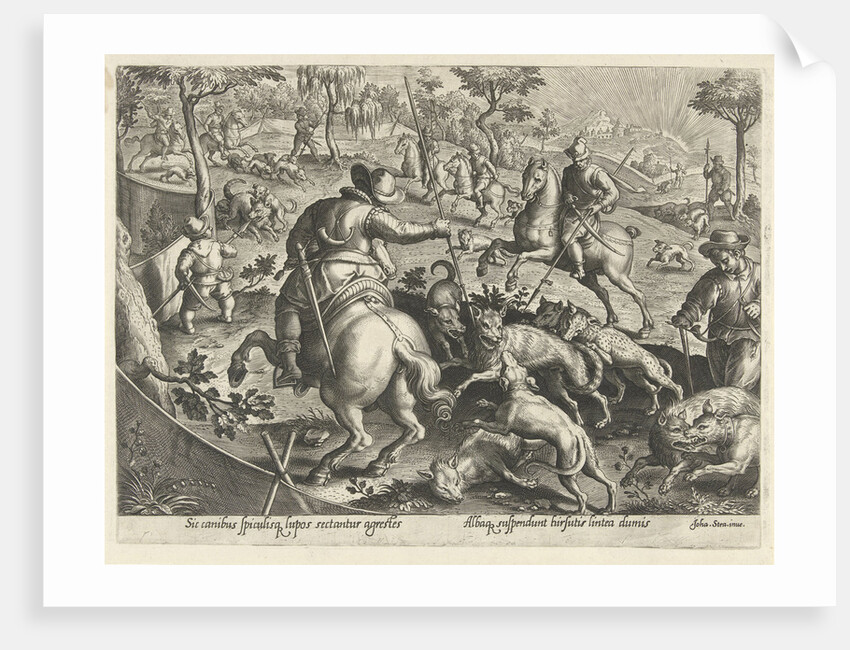 Wolf hunting with spears by Philips Galle