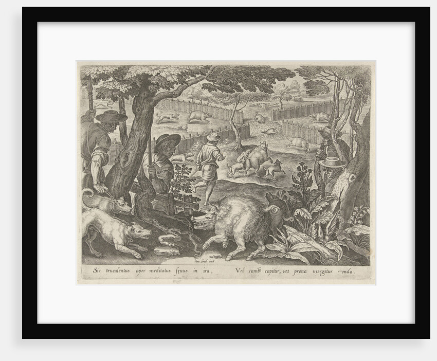 Hunting boar by Philips Galle