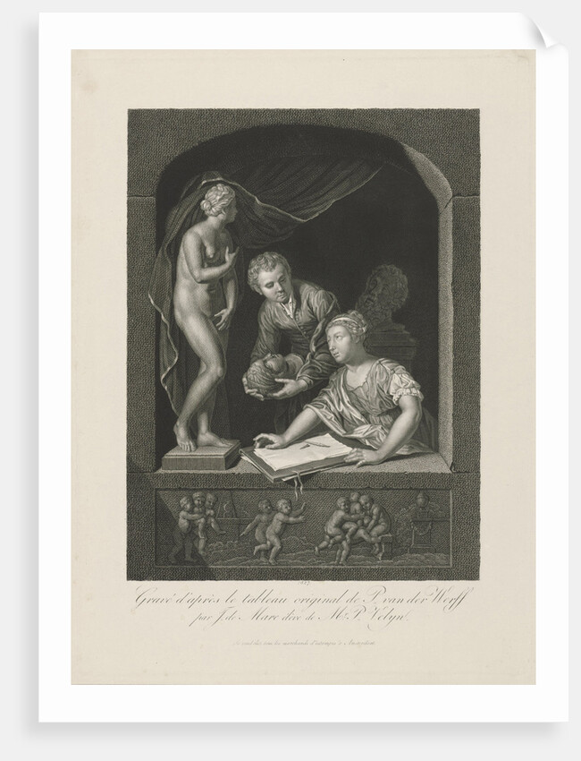 Woman drawing in a window by Johannes de Mare