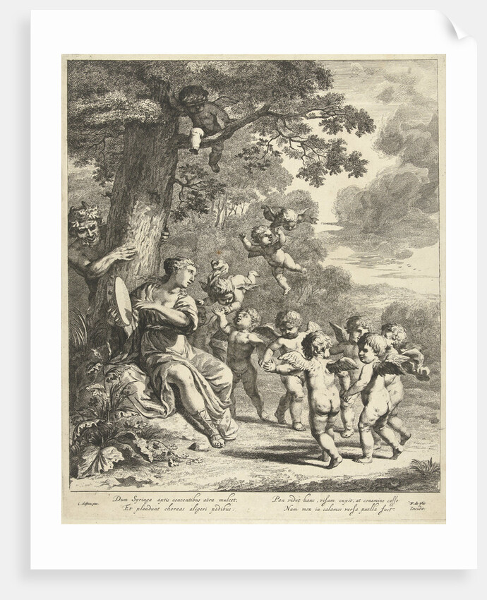 Pan and Syrinx with dancing putti by Frederik de Wit