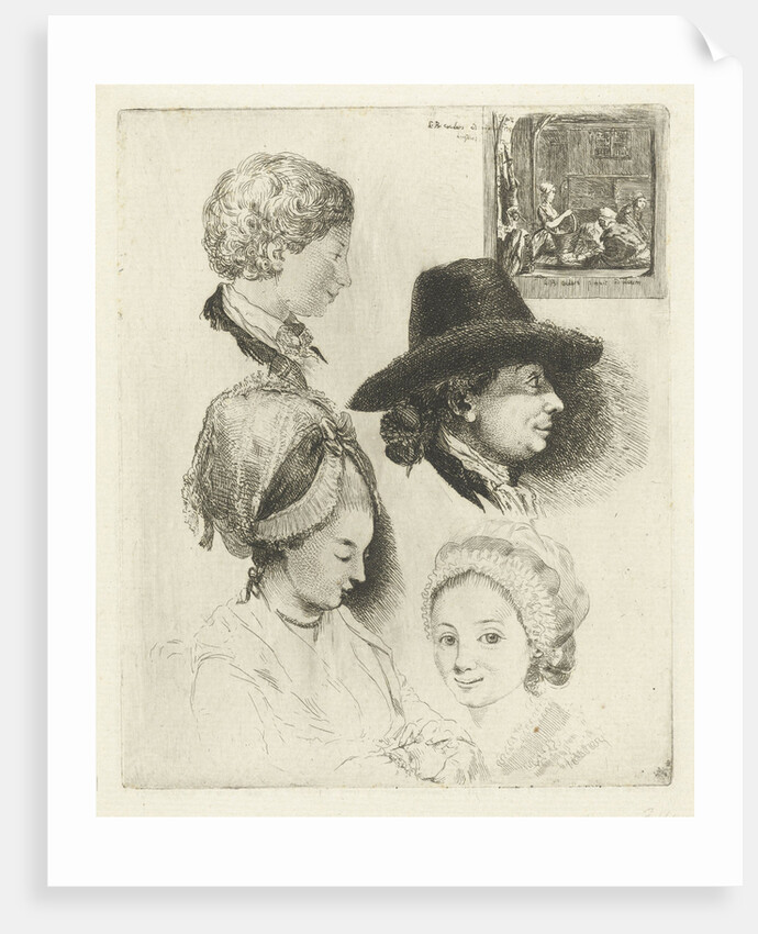 Study Sheet with portraits of Louis Bernard Coclers and his family by Louis Bernard Coclers