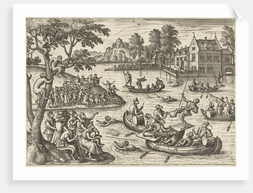Joust on the water by Philips Galle