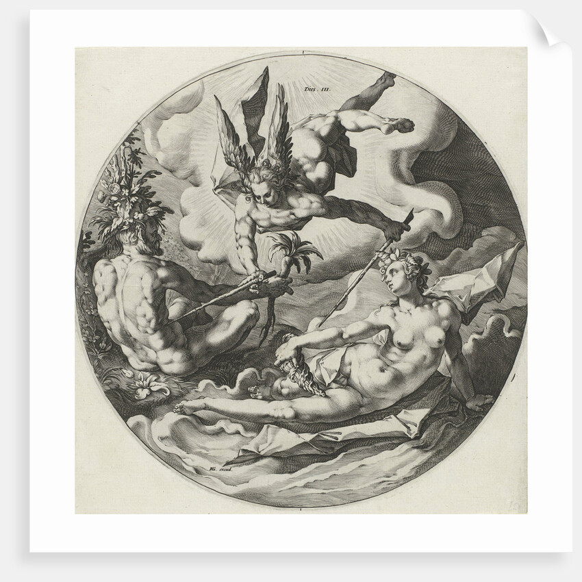 Third day of creation: separation of land and water by Hendrick Goltzius