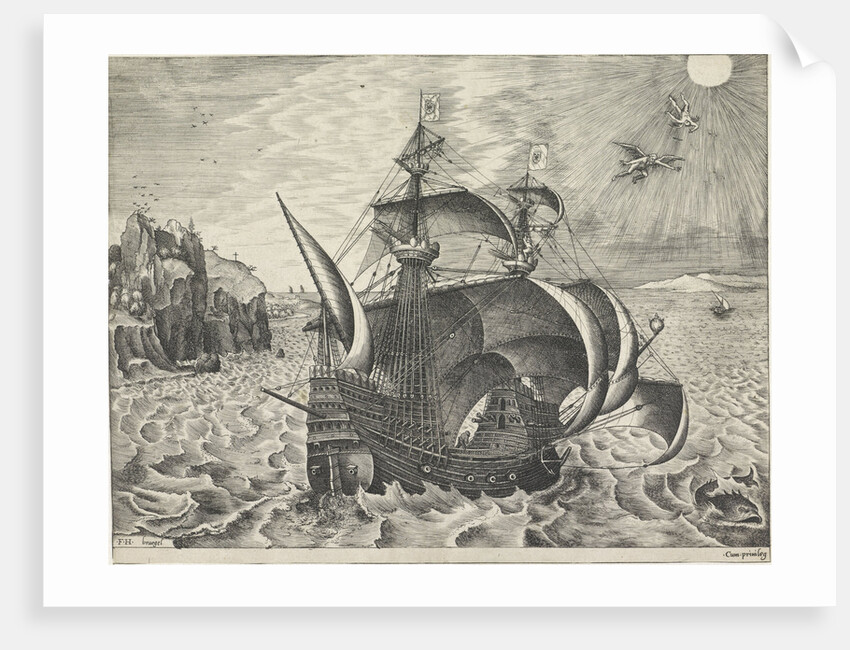 Sailing ship with the Fall of Icarus by Anonymous