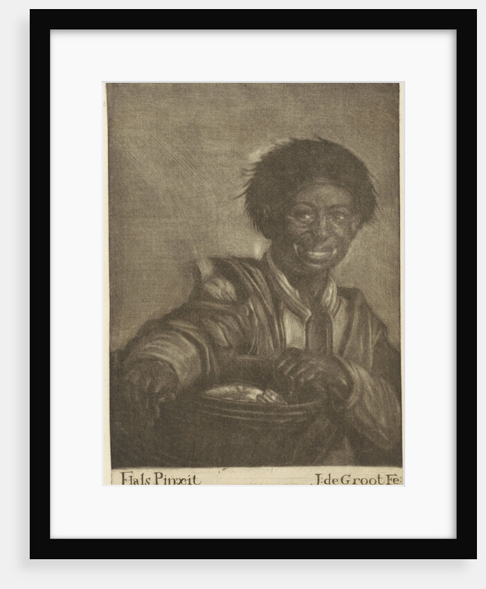 Smiling boy with a bucket of fish by Jan de Groot