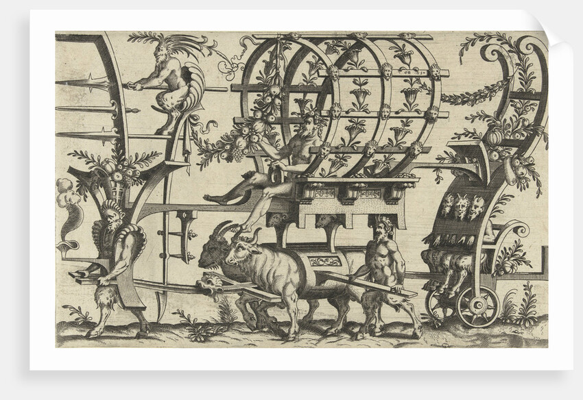 Chariot drawn by a satyr and two bulls by Cornelis Bos