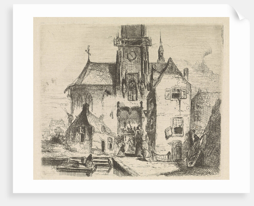 Procession in the doorway of a church by Petrus Marius Molijn