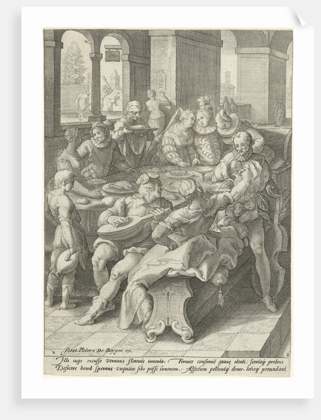 The prodigal son squanders his money on prostitutes by Joost Pieters de Reyger