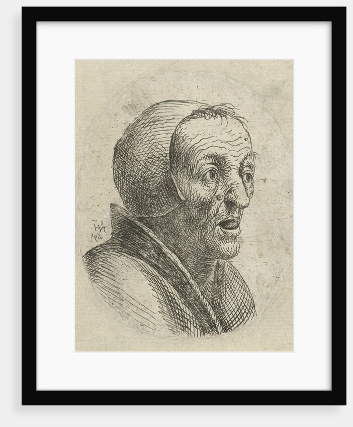 Bust of an old woman with open mouth by Nicolaes van Haeften