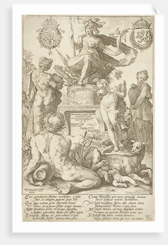 Title print for print series The Roman heroes by Hendrick Goltzius