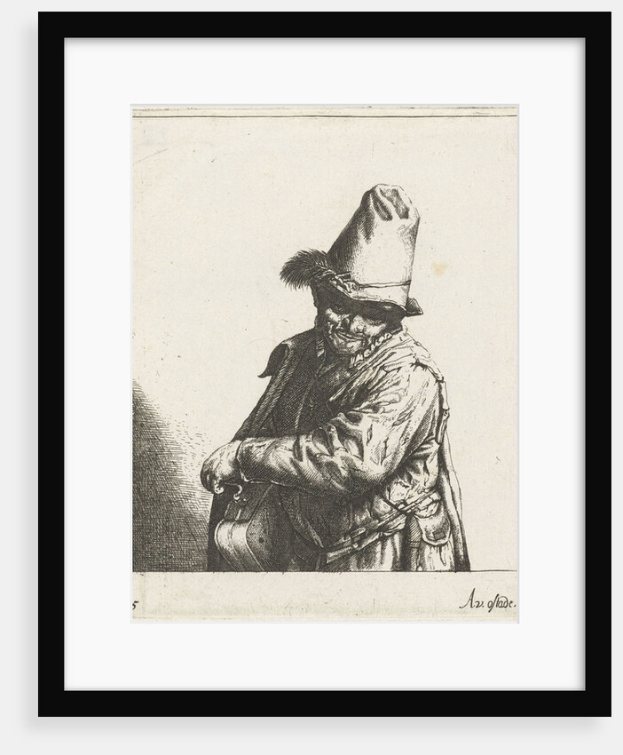 Hurdy-gurdy player by Abraham Bloteling