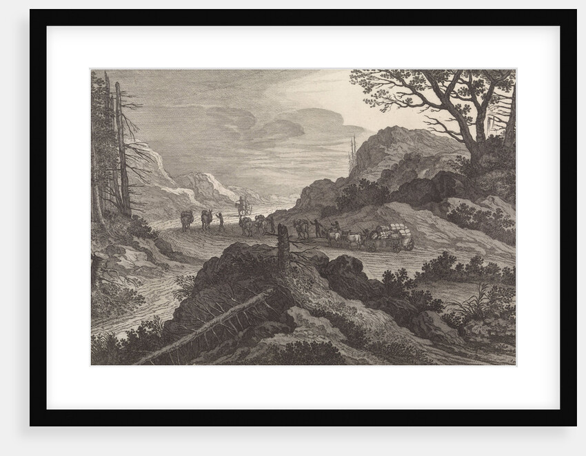 Mules on a road by Nicolaes Visscher I