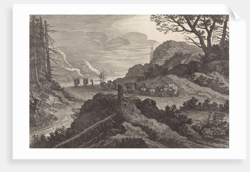 Mules on a road by Nicolaes Visscher I