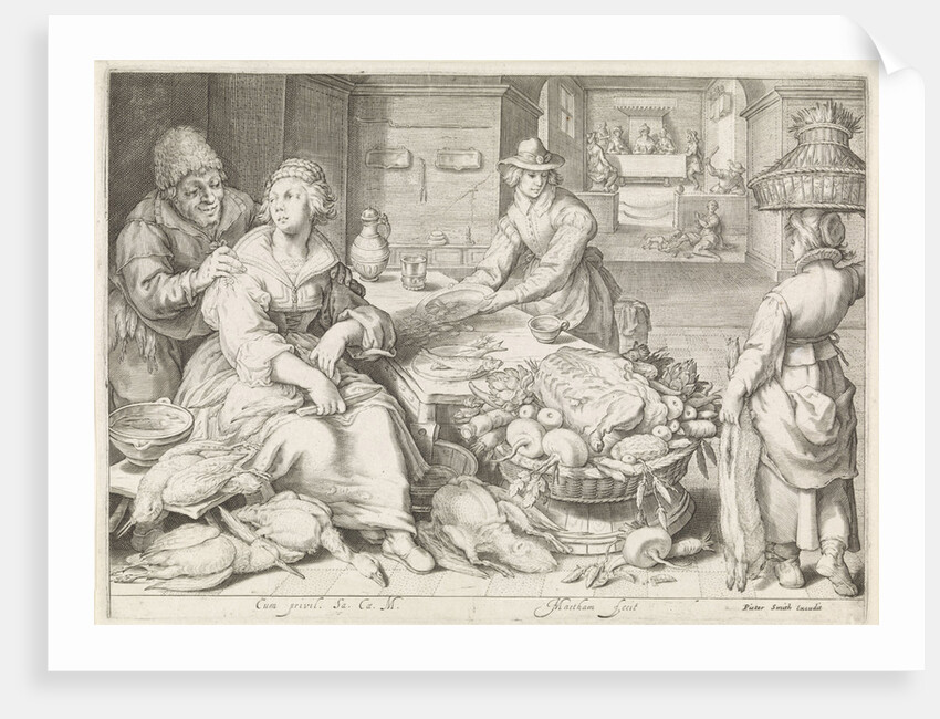 Kitchen piece with parable of the rich man and Lazarus by Imperial court