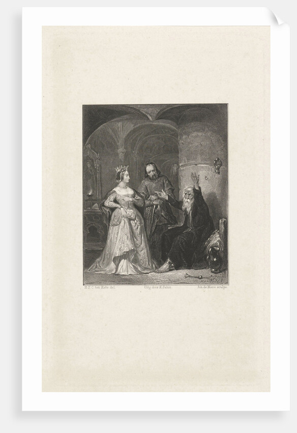 Crowned lady near a chained man by Koenraad Fuhri