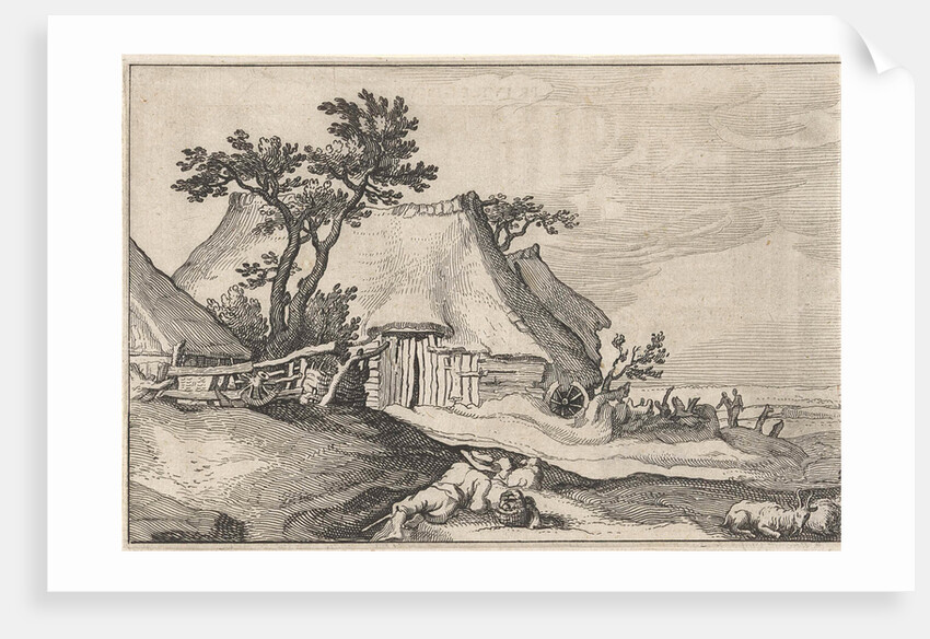 Farm and shepherd with sheep and goat by Boëtius Adamsz. Bolswert