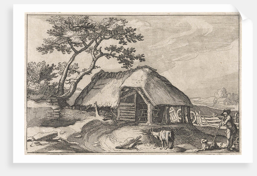 Farm and shepherd with dog and goat by Boëtius Adamsz. Bolswert