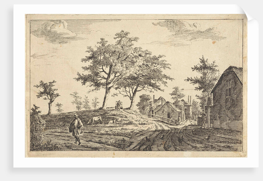 View of a road through a village by Adrianus Serné
