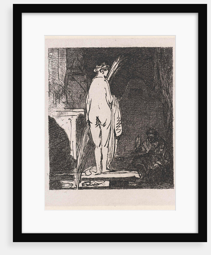 Artist draws a nude model by Rembrandt Harmensz. van Rijn