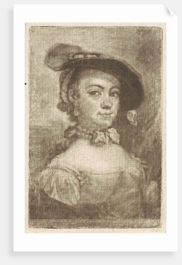 Bust of a woman with a hat by Aert Schouman