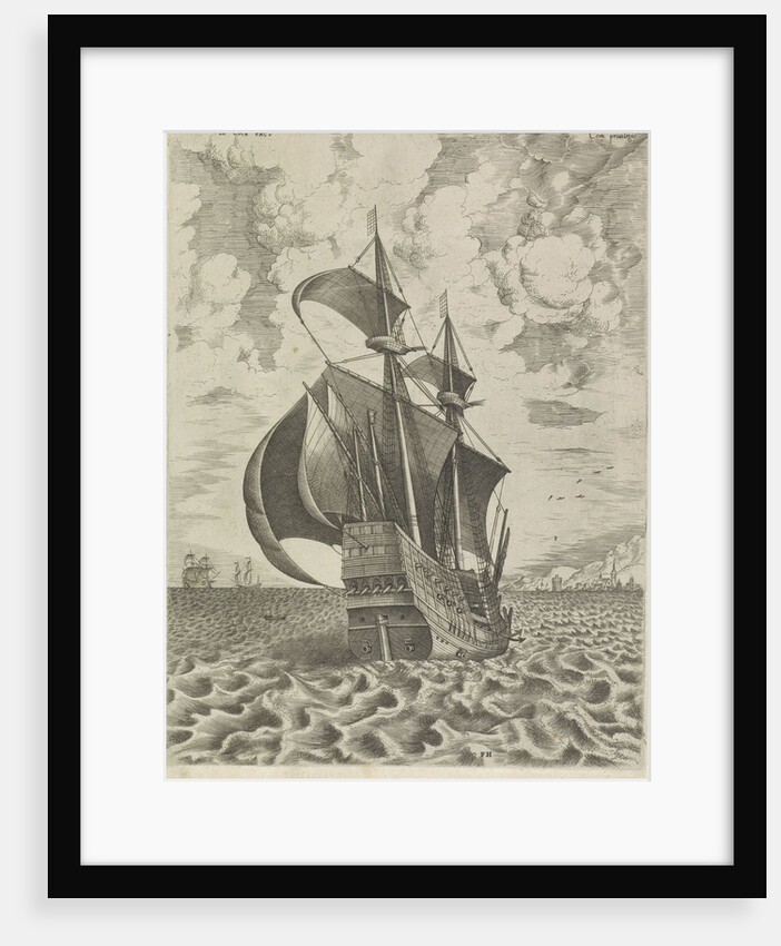 Warship towards the harbor by Hieronymus Cock