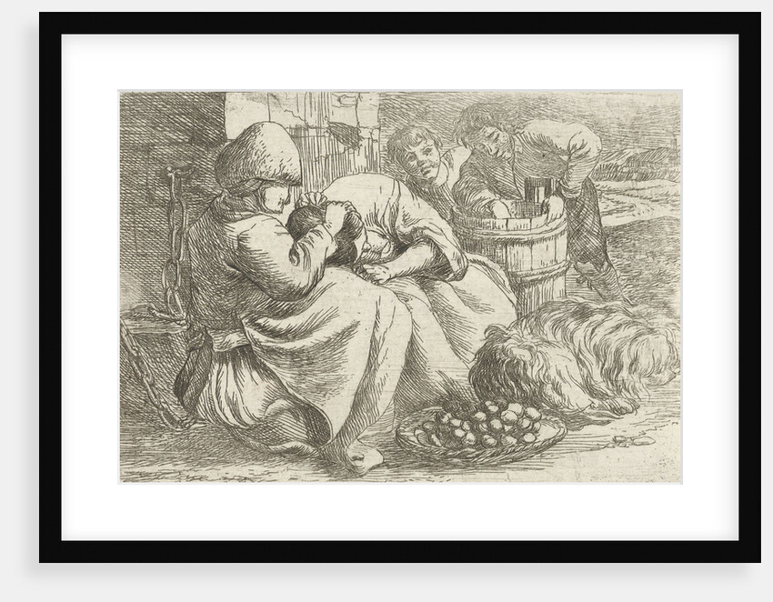 Old woman delouses a girl by Jan van Ossenbeeck
