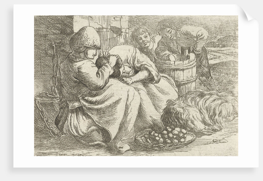 Old woman delouses a girl by Jan van Ossenbeeck