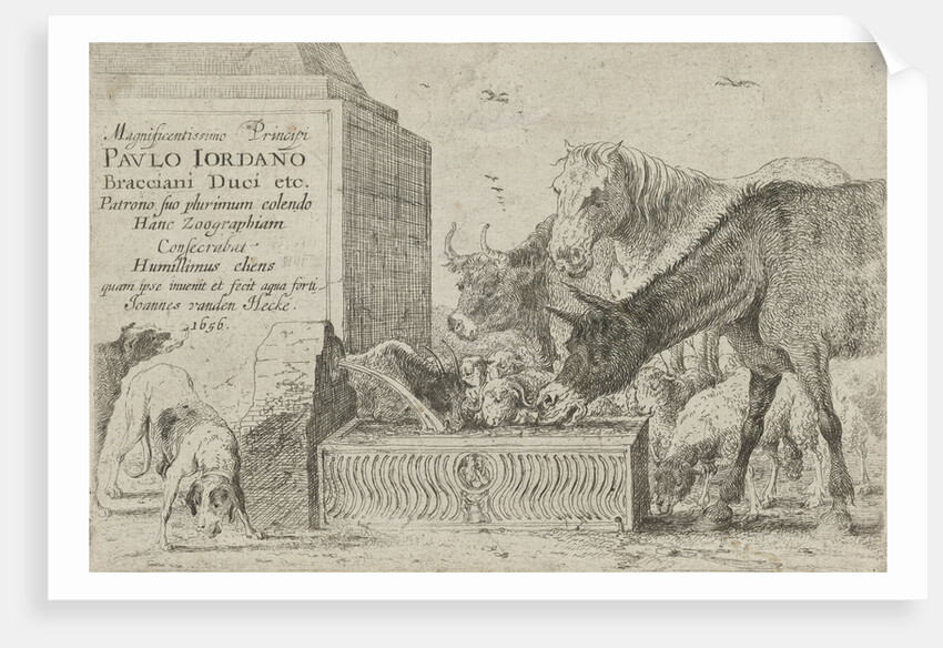 Animals at a fountain by Jan van den Hecke I