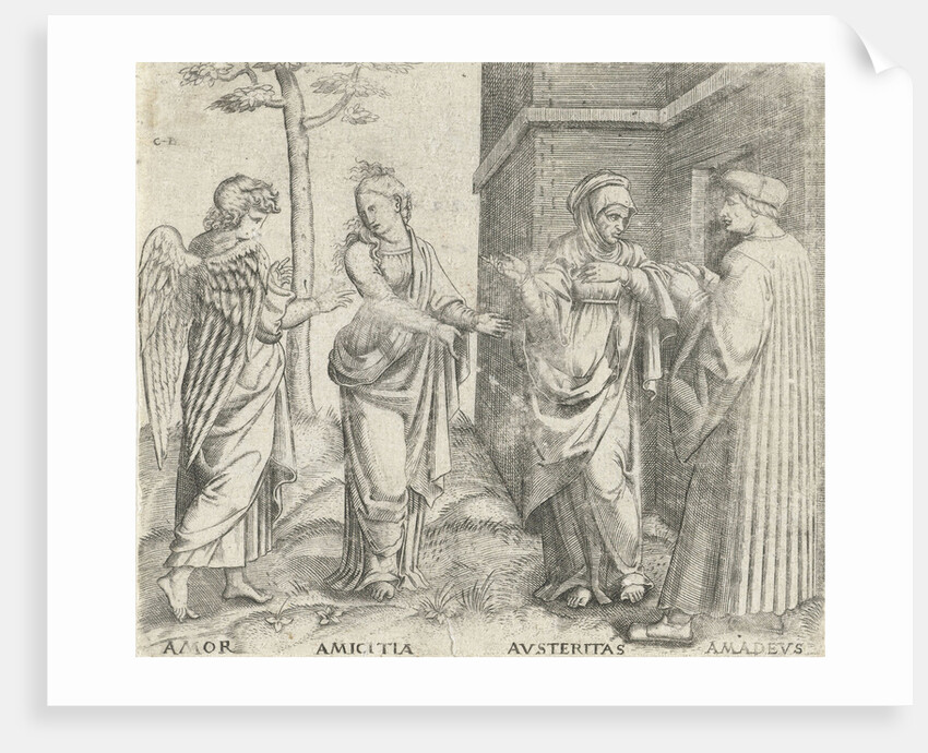 Amadeus Berutti with Austerity (Austeritas) and Friendship (Amicitia) and Love (Amor) by Marcantonio Raimondi