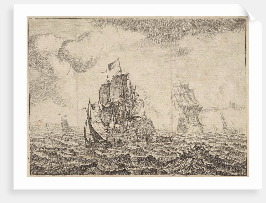 Seascape with two three masters by Adam Silo