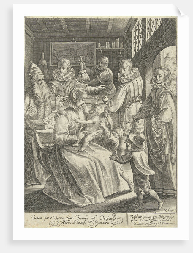 Prodigal son receives his inheritance by Nicolaes de Bruyn