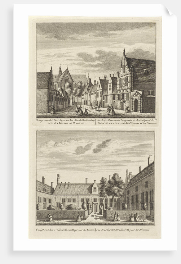 Two views in Alkmaar with the Plague House and St Elisabeth Hospital, The Netherlands by Abraham Rademaker