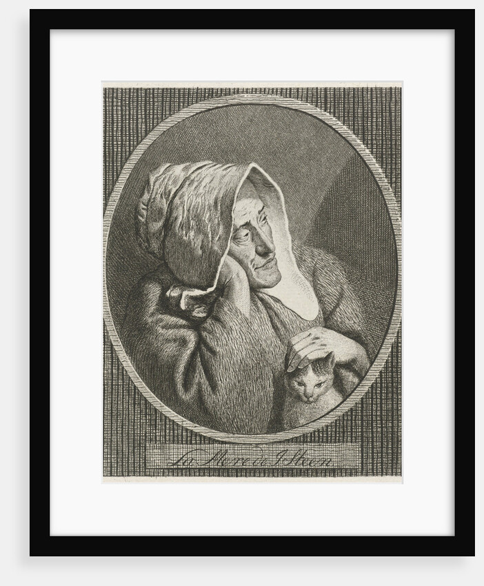An old woman with cat by Theodorus de Roode