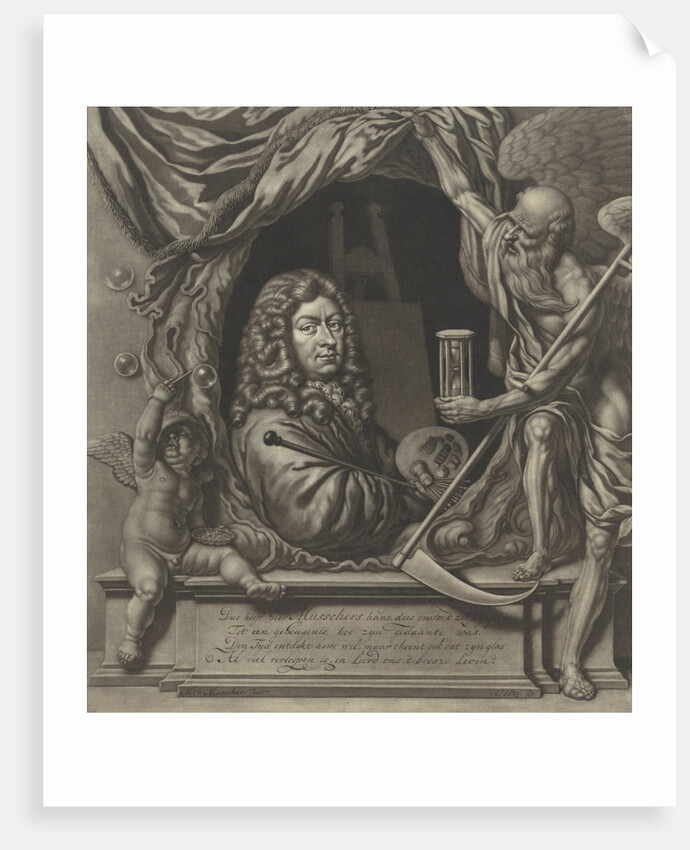 Self Portrait of Michiel van Musscher in allegorical frame by Michiel van Musscher